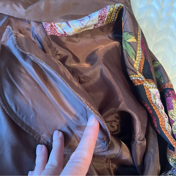 Vintage Feel Free by G.C Women's Multicolor Patterned Silk Bomber Jacket Medium - Picture 7 of 12